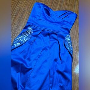 Electric Blue strapless cocktail dress
